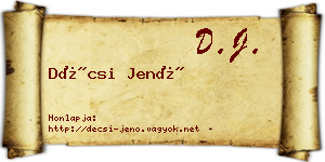 Décsi Jenő névjegykártya